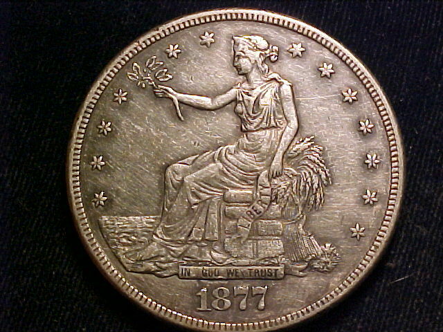 1877-s Trade Dollar; Extremely Fine Details, Lightly Cleaned