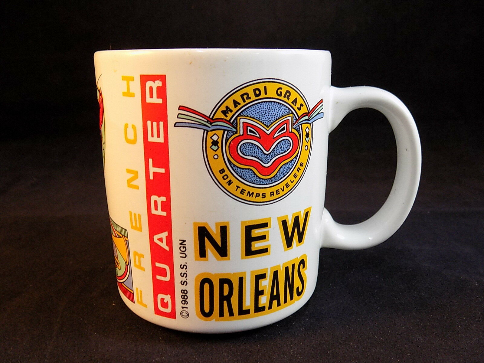 Vintage Coffee Mug 1988 New Orleans French Quarter White Porcelain 8oz