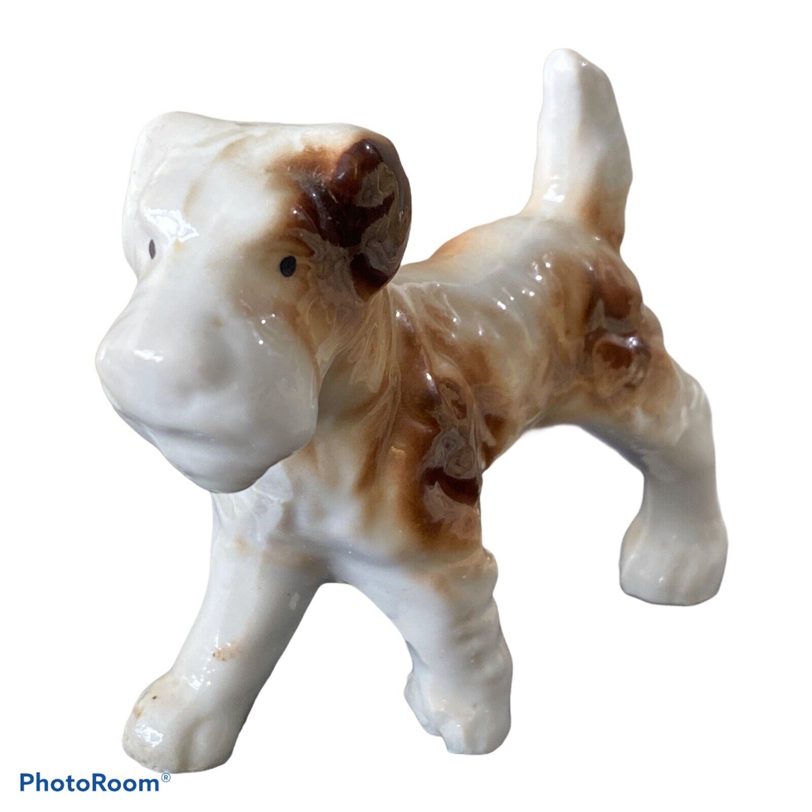 Ceramic Airedale Terrier Dog Figurine  3in x 4in Glazed