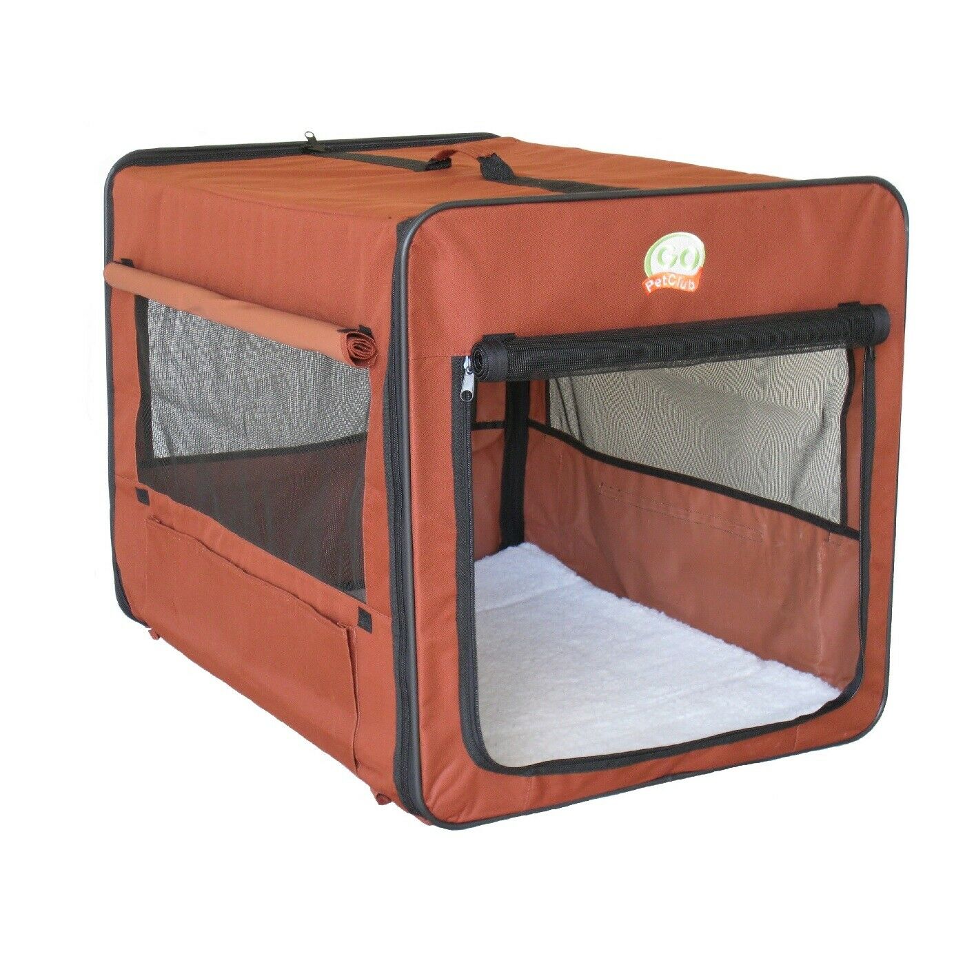 Portable Dog Cage For Medium Pet Brown Soft Side Carrier Kennel Puppy Crate