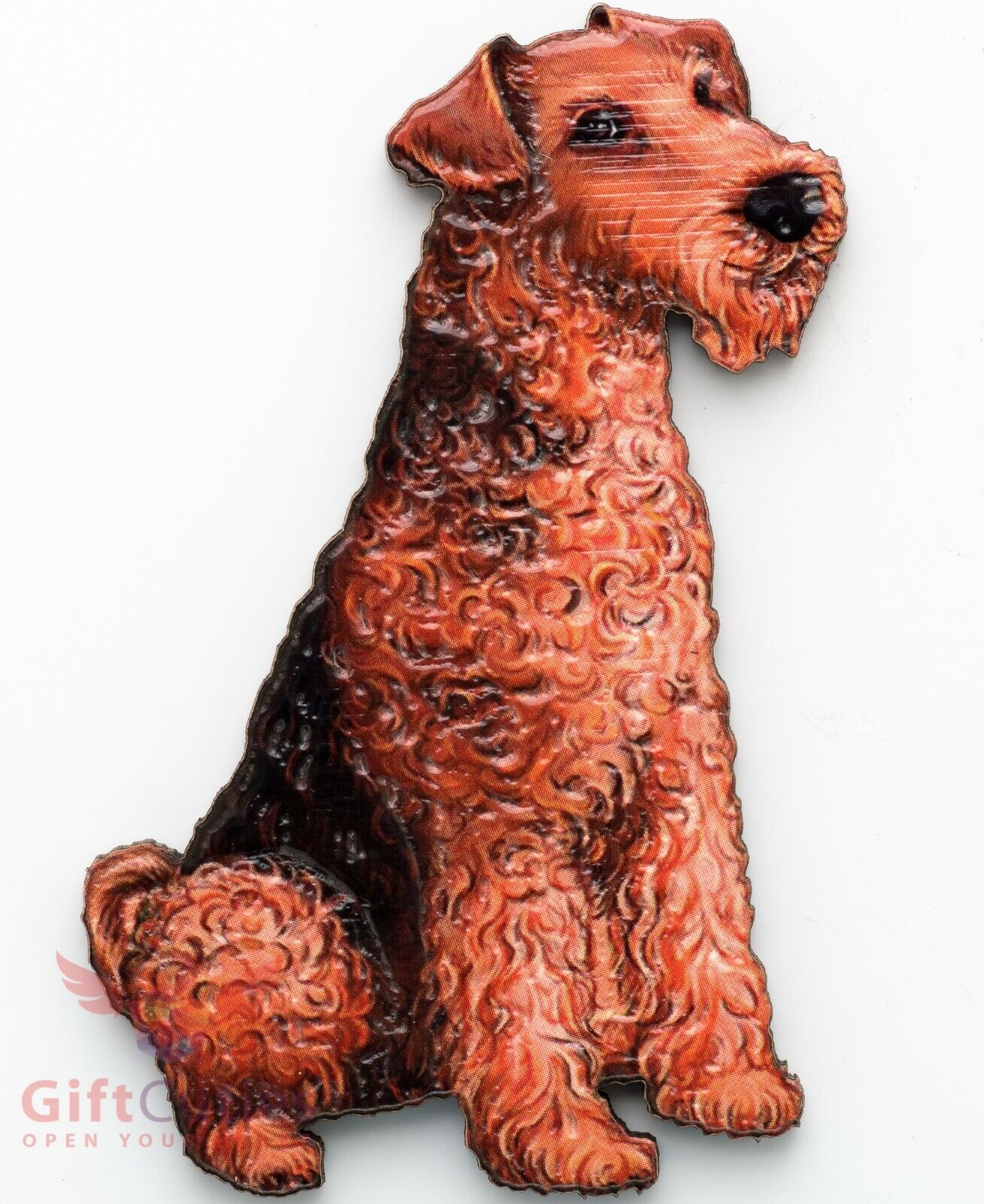 Wooden Refrigerator Or Fridge Dog Magnet Of Airedale Terrier