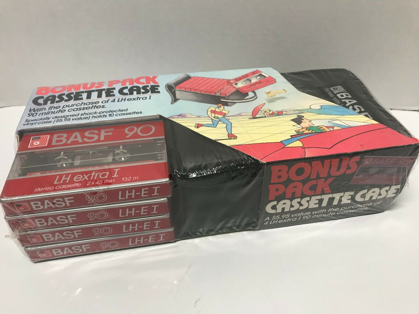 Basf 90 Lh-ei 1981 Vintage Promo Bonus Pack Cassette Tape Display Packaging New