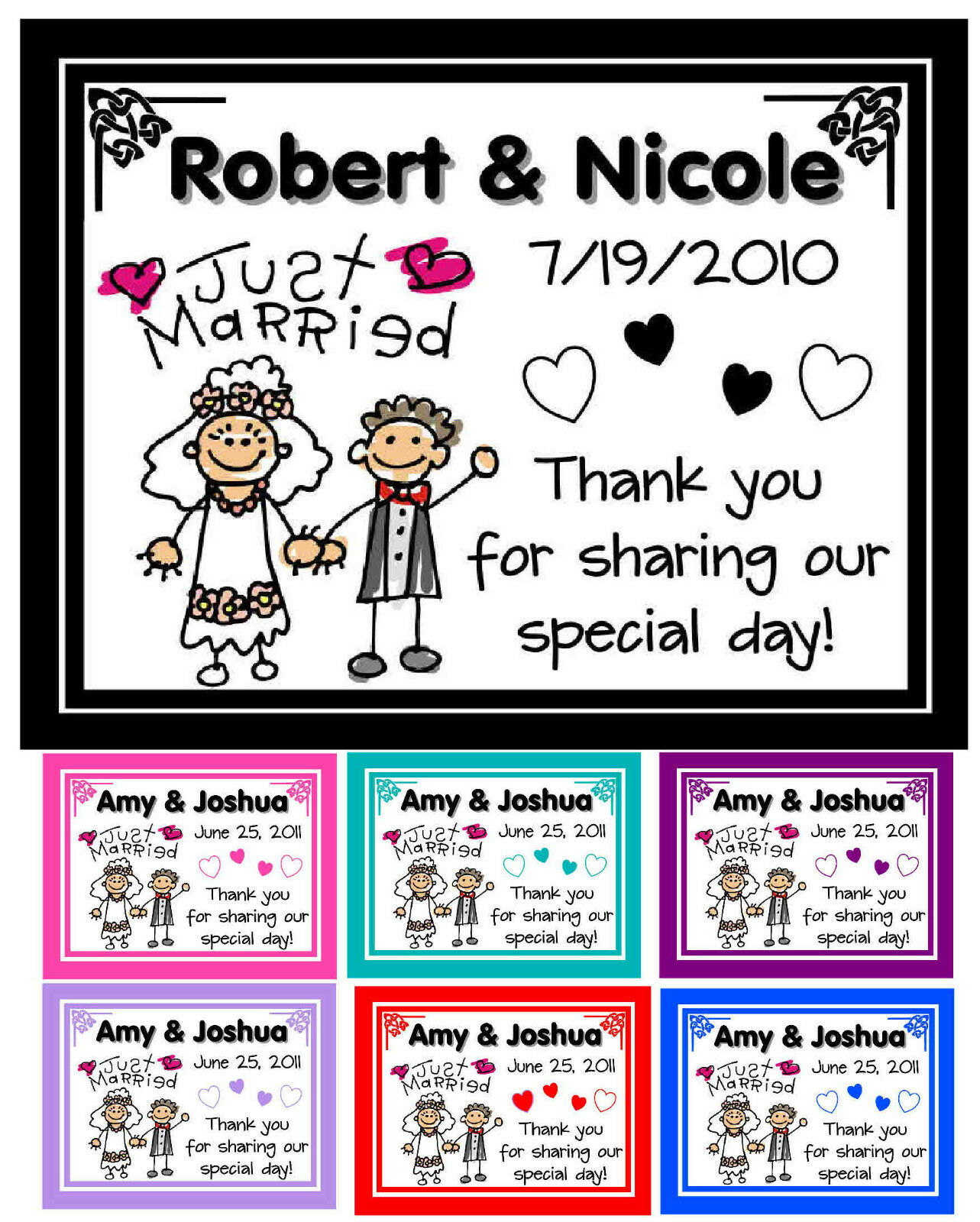 WEDDING FAVORS MAGNETS ~ YOUR CHOICE OF COLORS