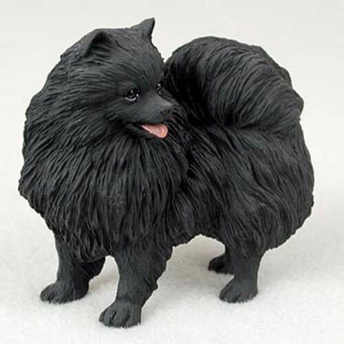 Pomeranian Figurine Hand Painted Collectible Statue Black