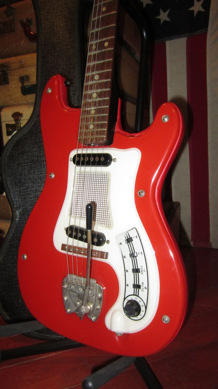 Vintage 1964 Hagstrom I Double Pickup Electric Guitar Red Original Case Cool Red