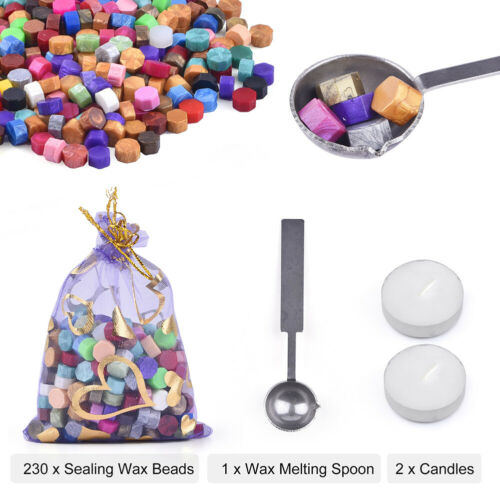 230pcs Colorful Sealing Wax Beads For Seal Stamp Envelope Wedding Invitation Kit