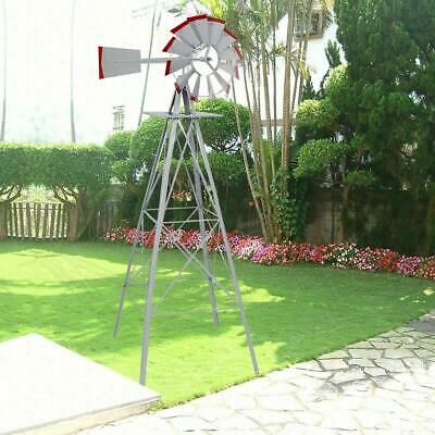 8ft Windmill Ornamental Garden Weather Vane Weather Resistant Metal Wind Mill