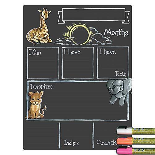 Cohas Monthly Milestone Board for Baby with Safari Theme Reusable Chalkboard ...