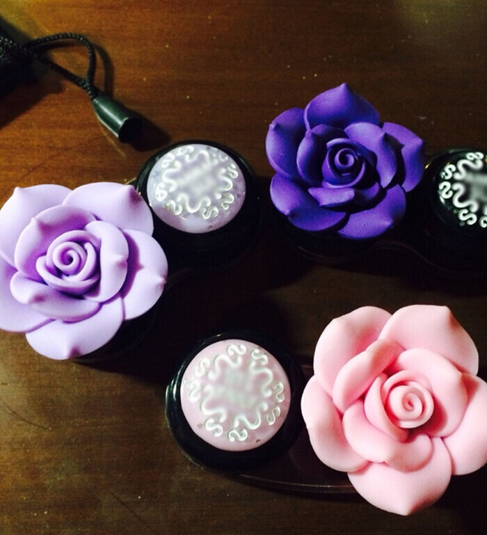 【us Stock】3d Newest Rose Flower Travel Case Eye Care Kit Contact Lens Holder Box