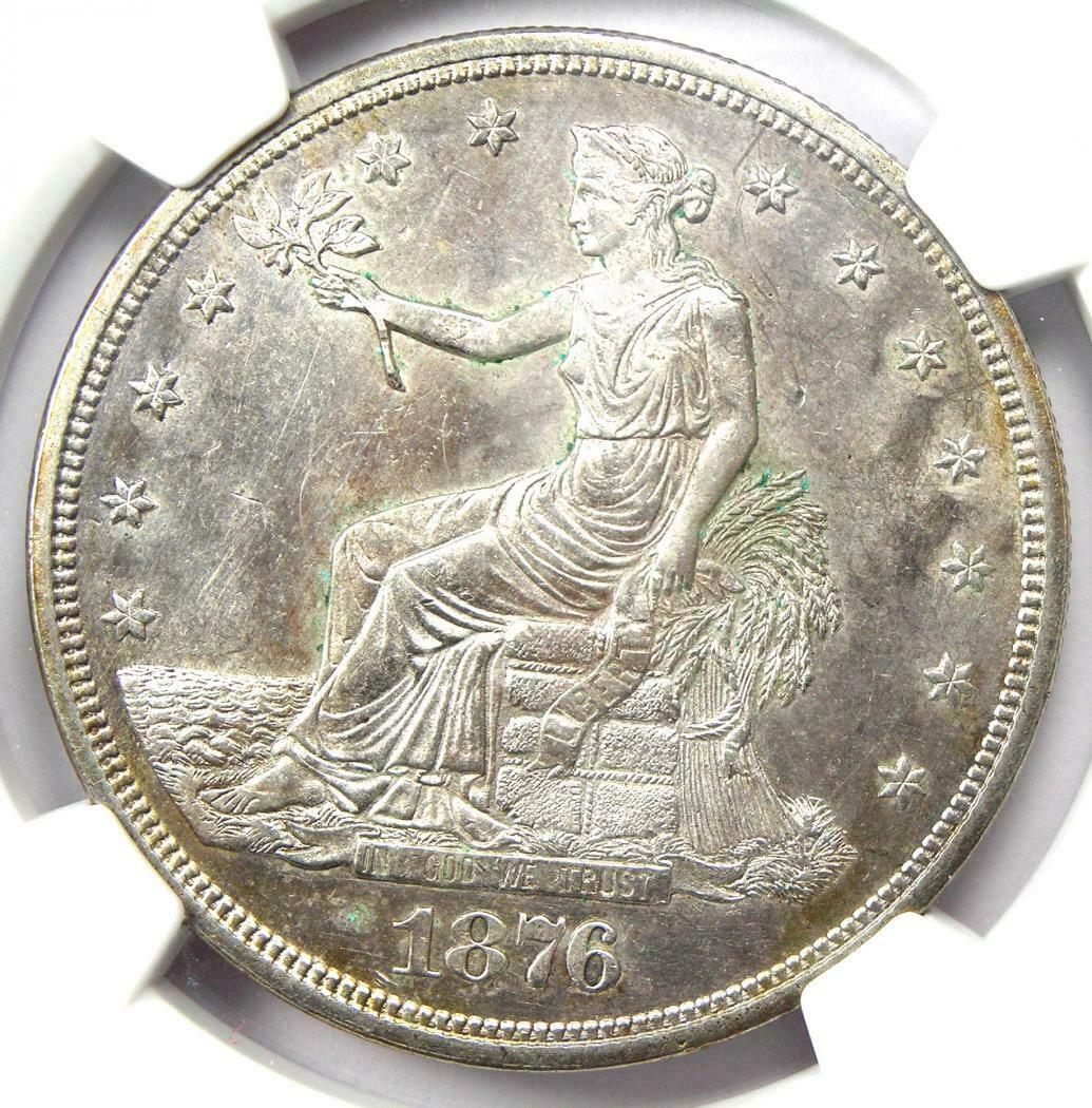 1876 Trade Silver Dollar T$1 1876-p - Certified Ngc Uncirculated Detail (ms Unc)