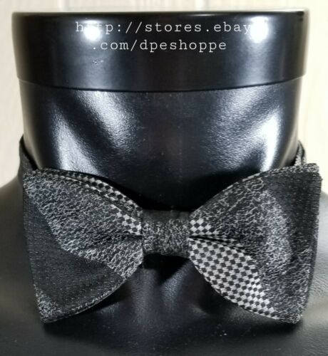 Mel Howard Pre-tied Adult Bow Tie Black & White Checked ~wedding~ Party~ Formal~