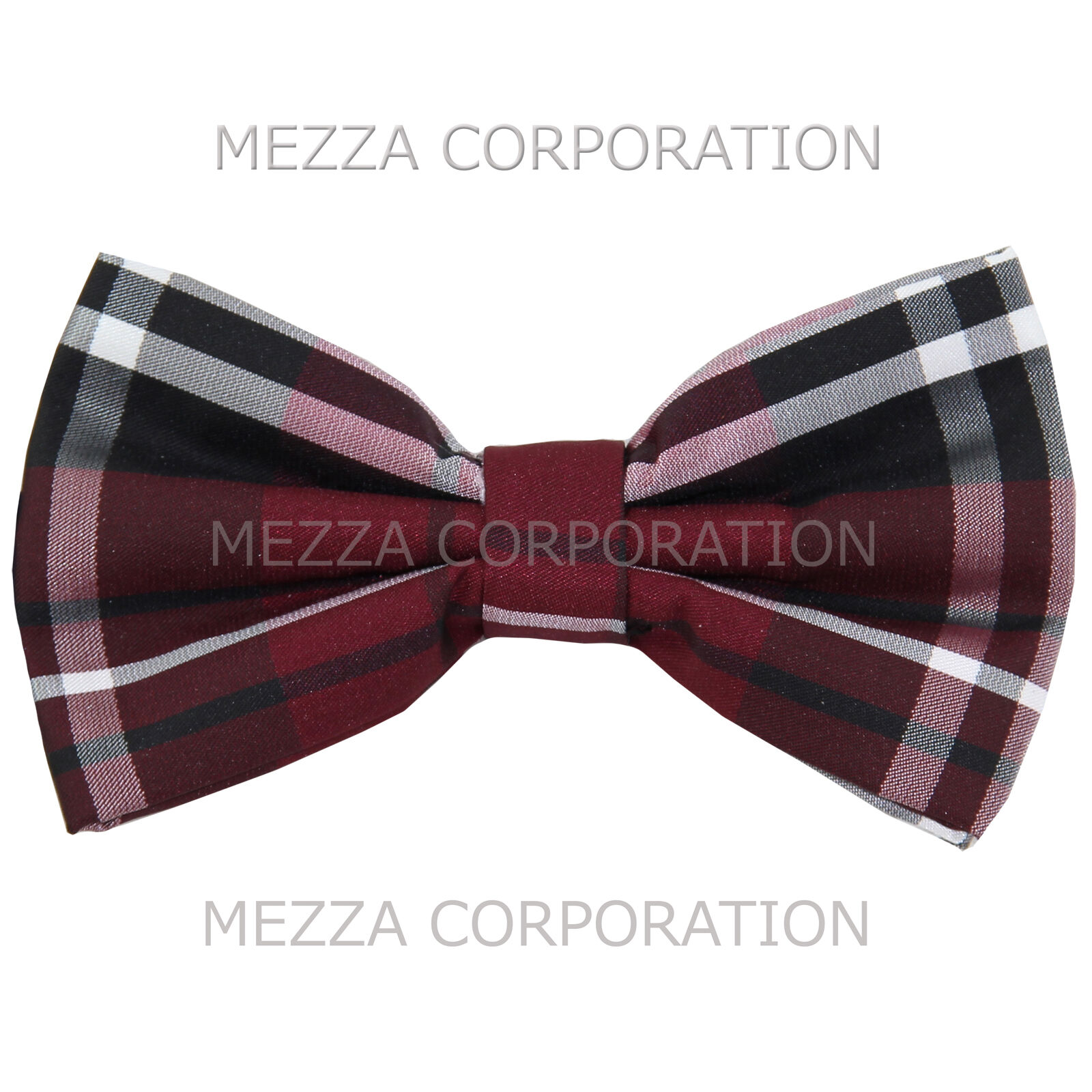 New formal men's pre tied Bow tie plaid & checkers formal wedding party burgundy
