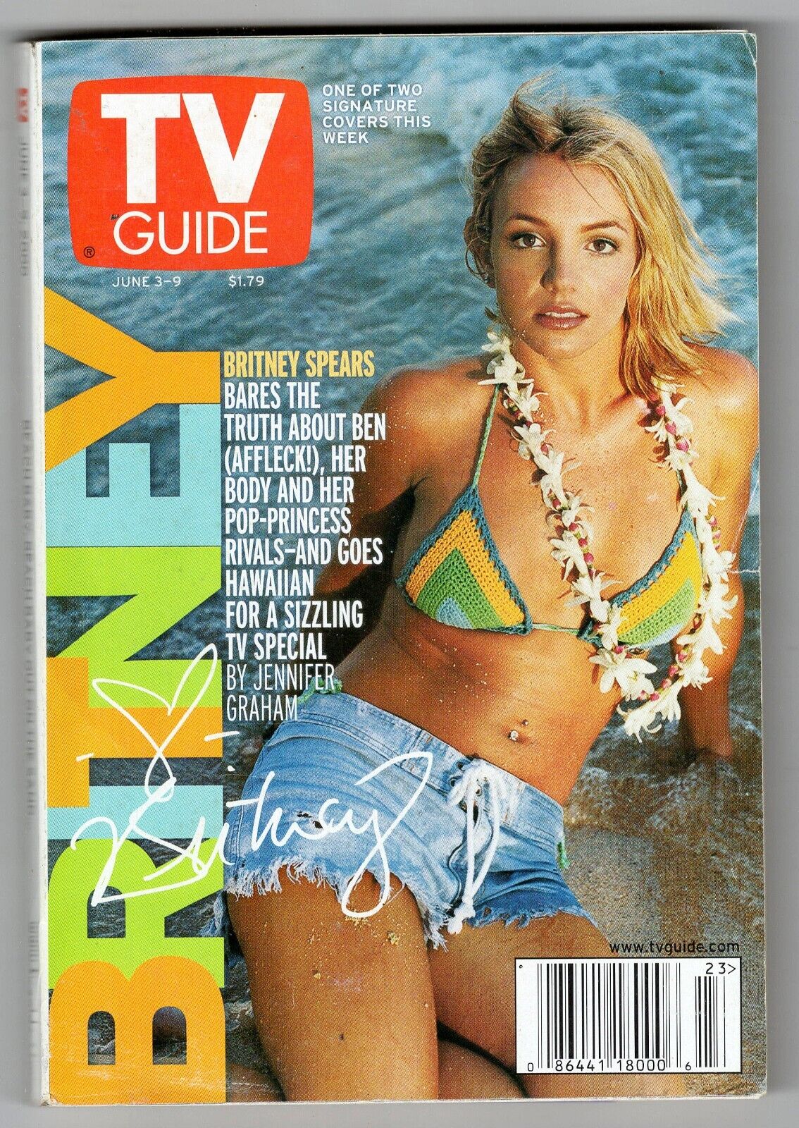 Original Vintage June 3 2000 Tv Guide Britney Spears Facsimile Signed