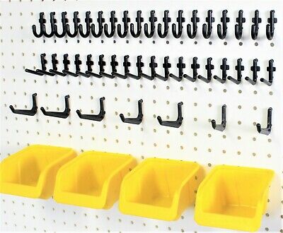 Wallpeg 43 Pc Peg Hook Kit & Plastic Bins - Pegboard Assortment Organizer 43yb