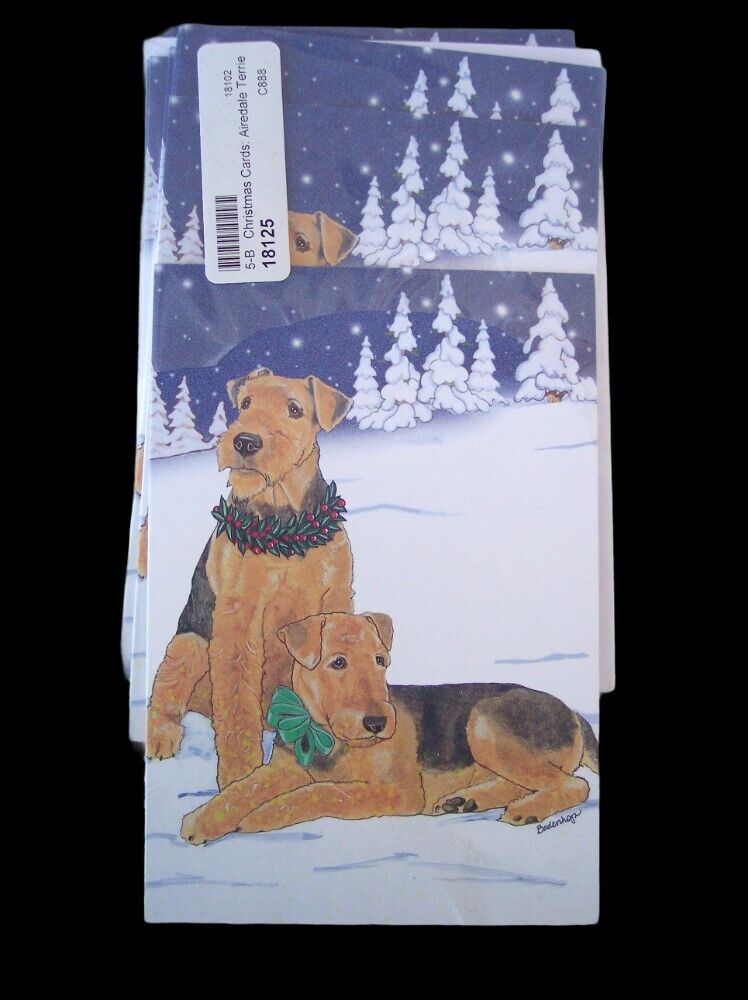 Airedale Terrier Dog Snow Christmas Cards Pipsqueak Productions 10 Cards Usa