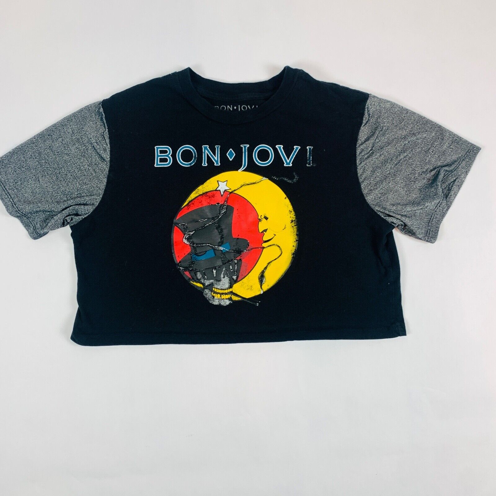 Bon Jovi 2017 American Tour 1987 Concert Half Shirt Womens Size Large Black