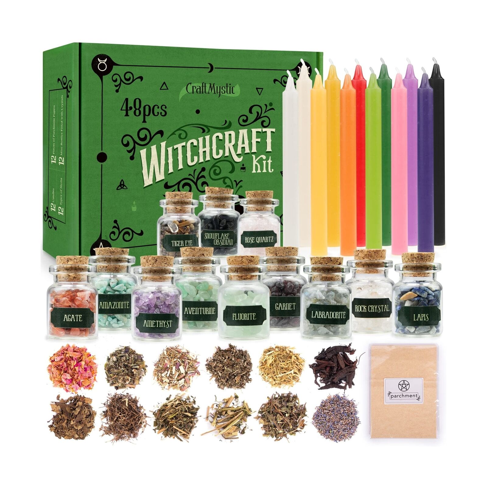 Witchcraft Supplies Kit For Witch Spells – Beginner Witch Starter Kit Crystal...