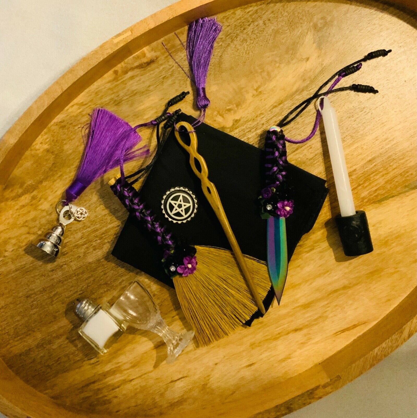 Altar Tools Set Nine Piece Elemental Witchcraft Wicca Pagan Kit Travel Beginner