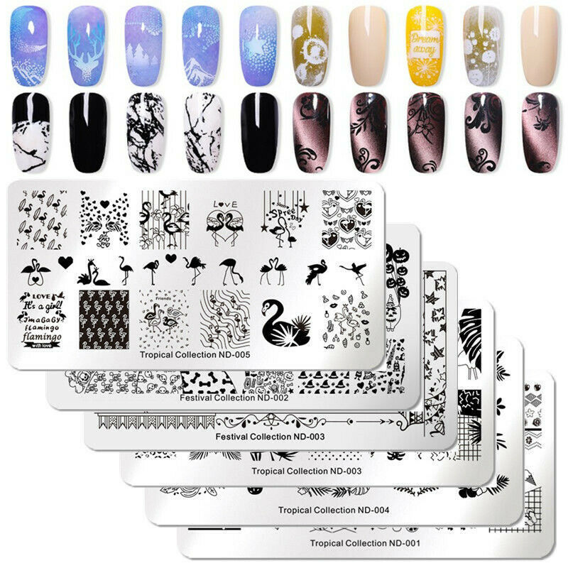 Nicole Diary Nail Art Stamping Plates Fantastic Tropical Geometry Image Plate
