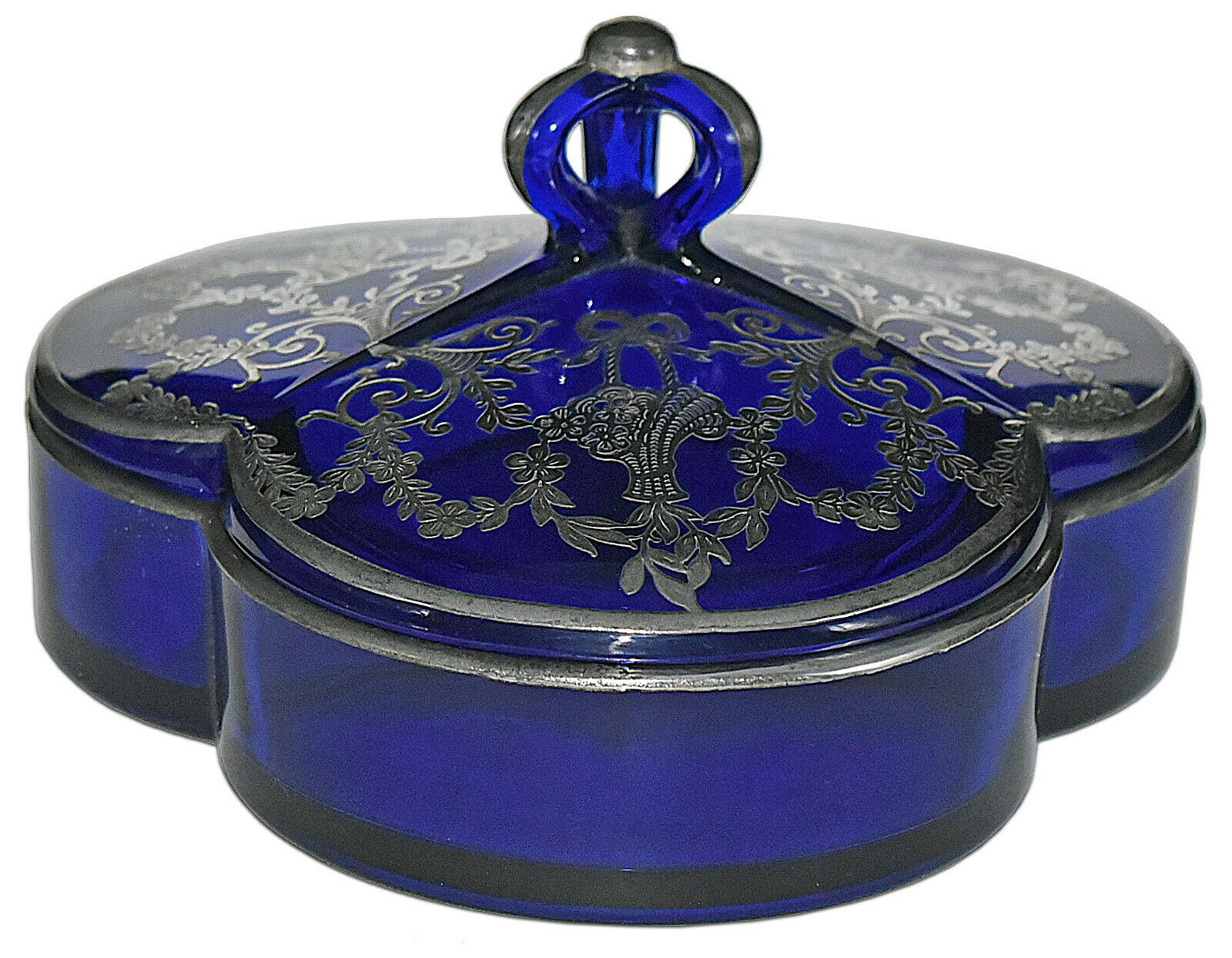 Duncan and Miller #106 Cobalt Covered Candy Dish