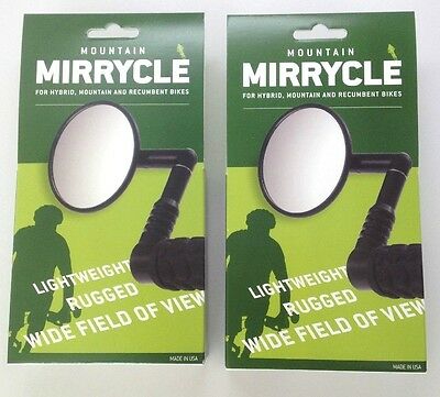 2 Pack Mirrycle Bicycle Bike Bar End Mountain Hybrid Commuter Mirrors New