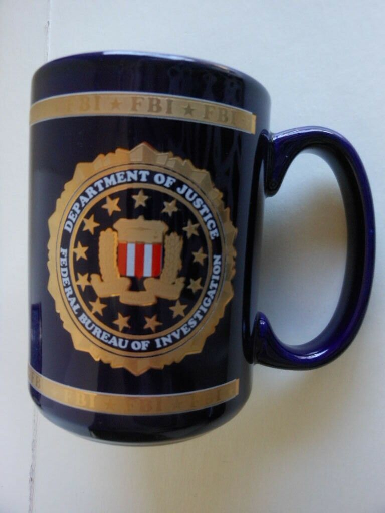 FBI HERALDRY PORCELAIN COFFEE MUG FEDERAL BUREAU OF INVESTIGATION NEW
