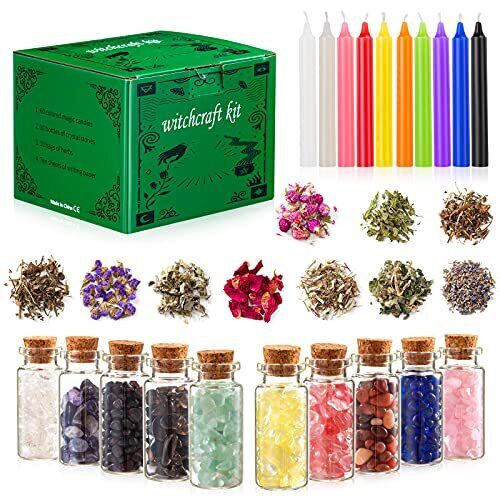 Yiia Witchcraft Supplies Box For Wiccan Spells – 80 Pack Of Crystals Dried He...