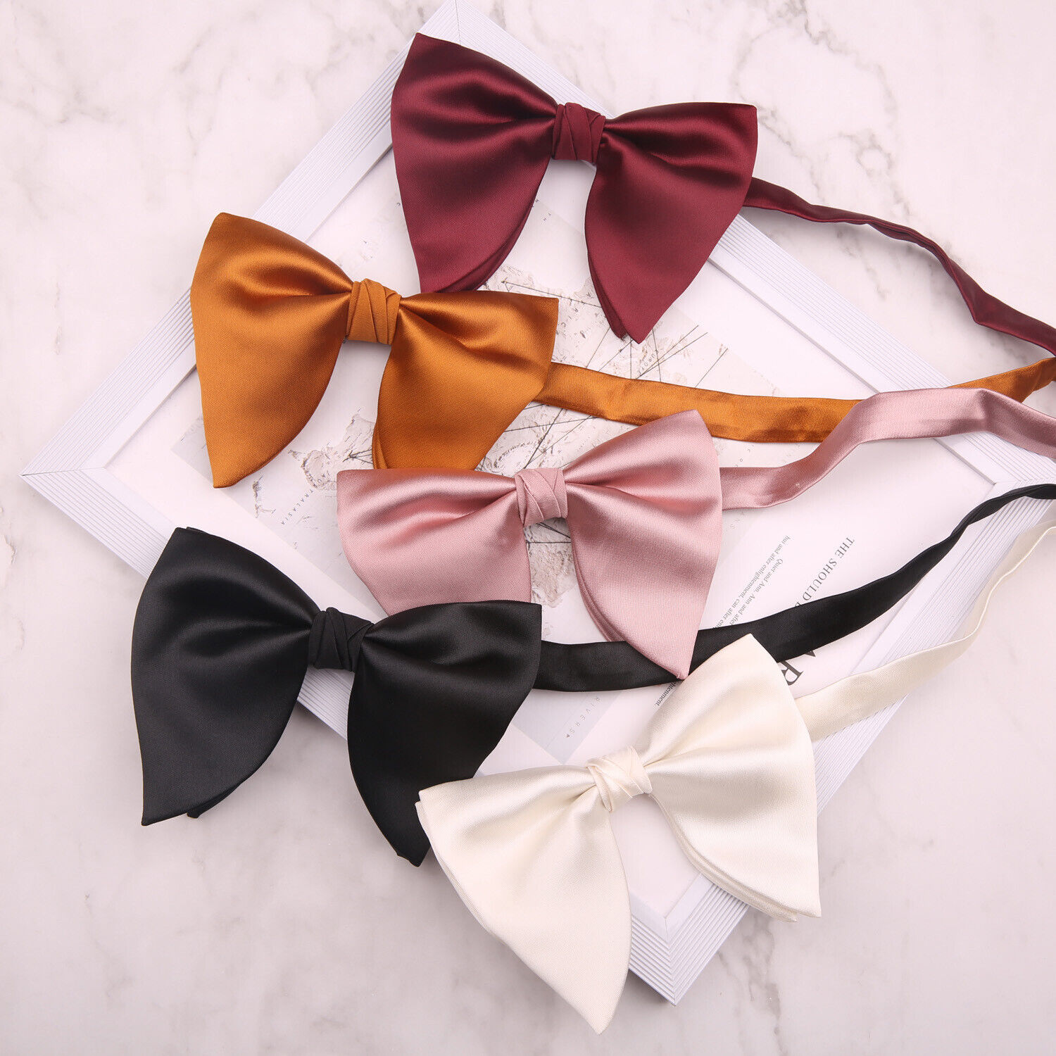 Men Oversize Satin Silk Bow Tie Big Bowtie Pre-Tied Wedding Party Ties Bowknots