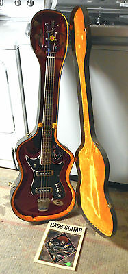Hagstrom H8 Bass Guitar, 1967, Cherry Red, Chip Board Case