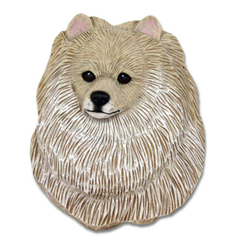 Pomeranian Head Plaque Figurine Cream