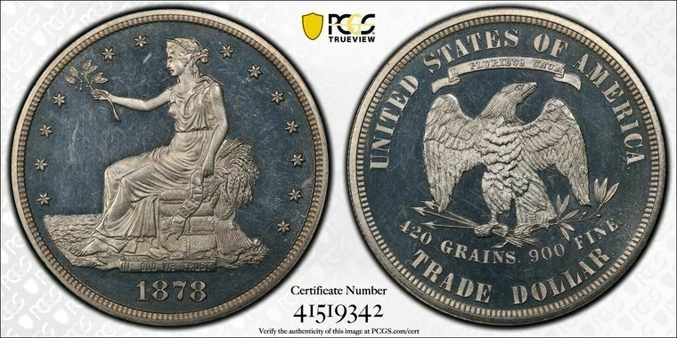 1878 T$1 Proof Trade Dollar Pr-64dcam Pcgs, Rare Coin! Deep Cameo! Only 3 Finer!