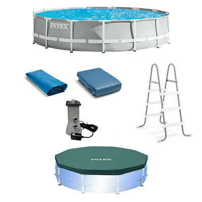 Intex 15ft x 42in Prism Frame Above Ground Swimming Pool Set with Debris Cover