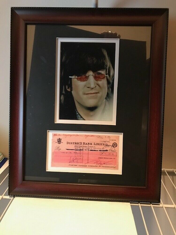 The Beatles John Lennon Replica Signed Check Framed