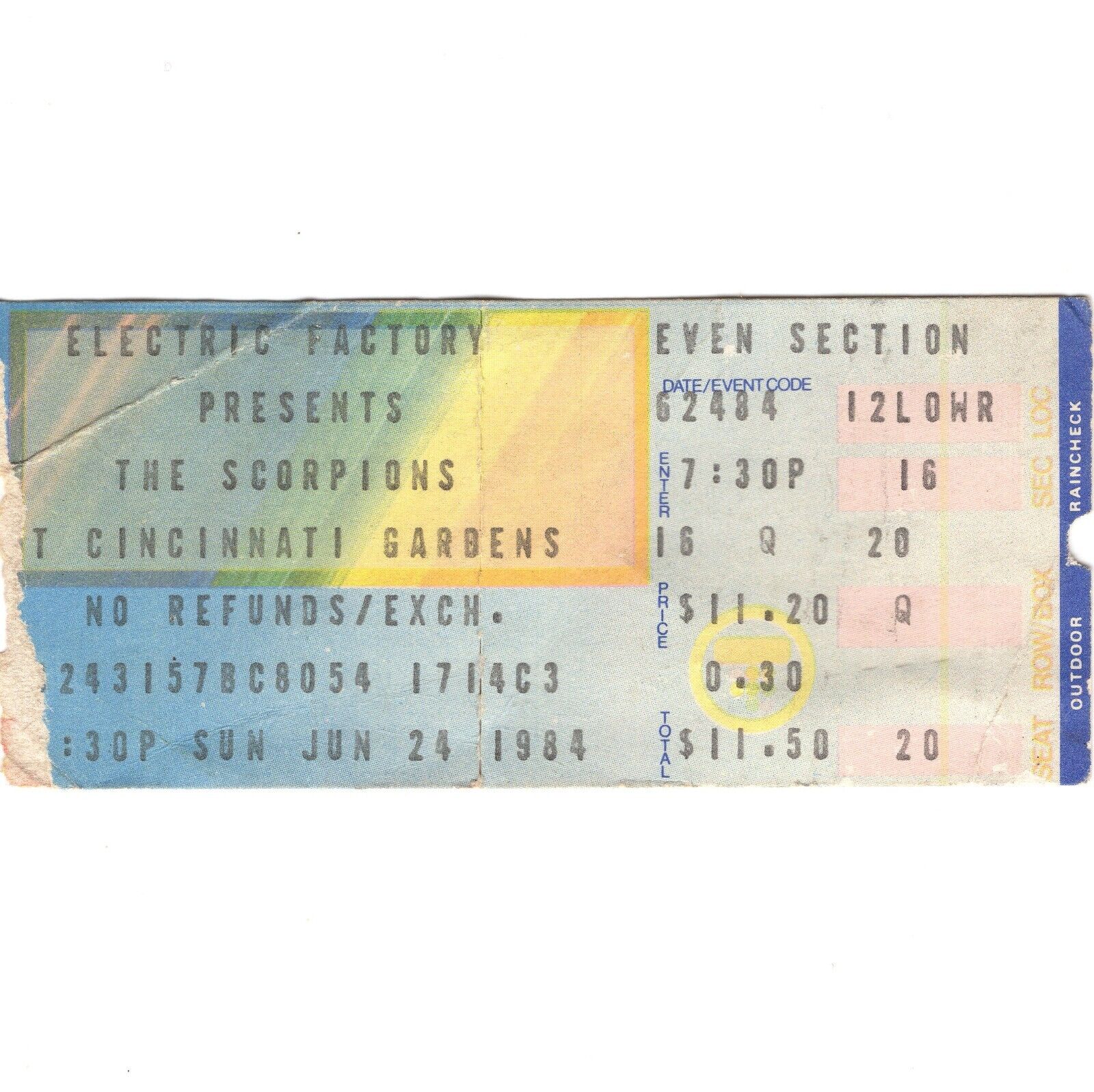 SCORPIONS & BON JOVI Concert Ticket Stub CINCINNATI 6/24/84 LOVE AT FIRST STING