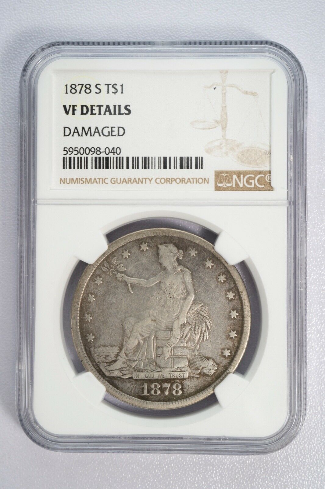 1878-s Silver Trade Dollar Ngc Vf Details - Damaged #8040