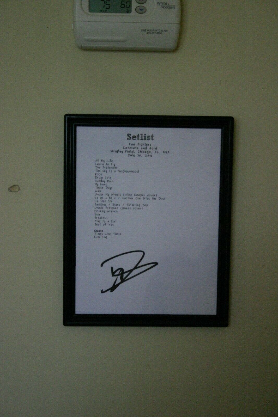 Dave Grohl Signed Foo Fighters Setlist Wrigley Field 2018 Auto Reprint Framed
