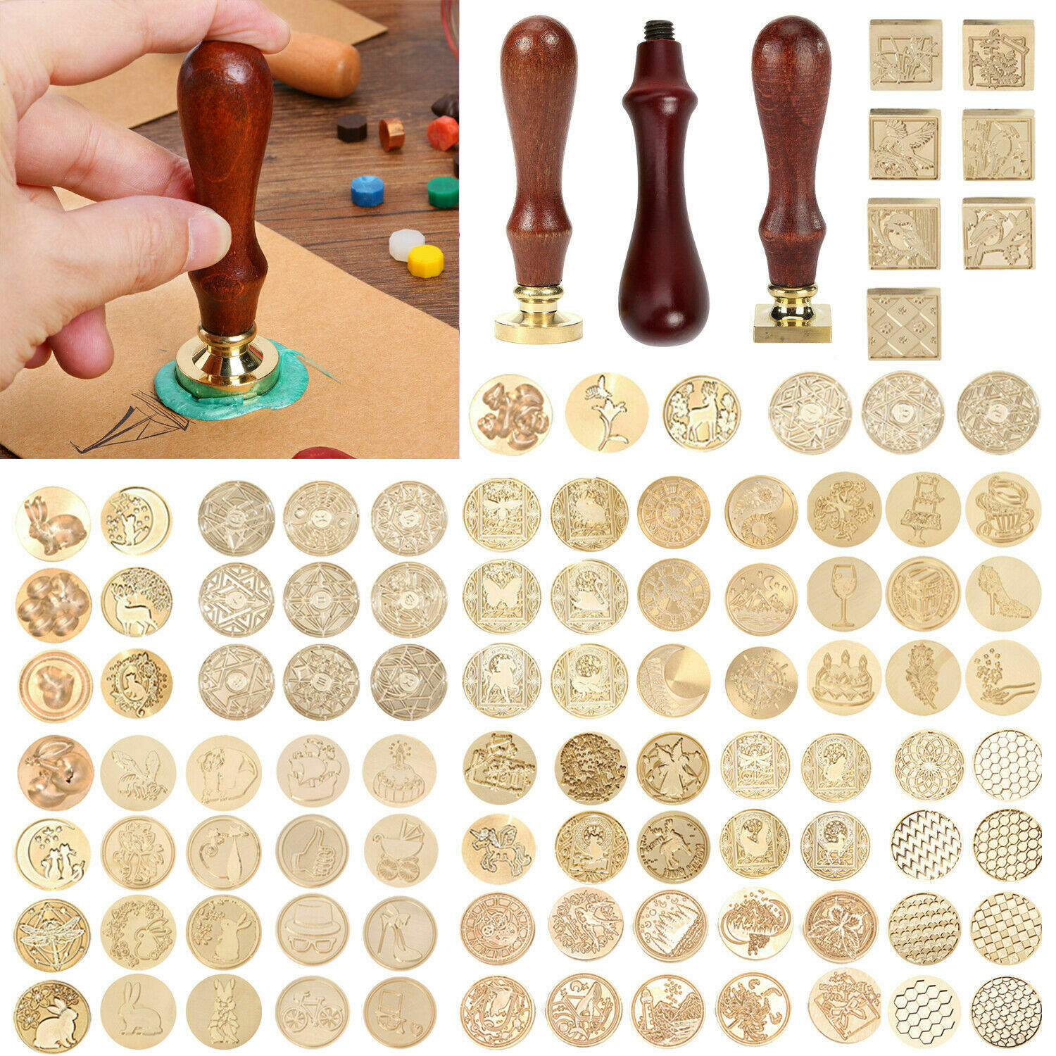 Retro View Ancient Sealing Wax Stamps Wooden Handle Craft Wax Seal Stamp Decor