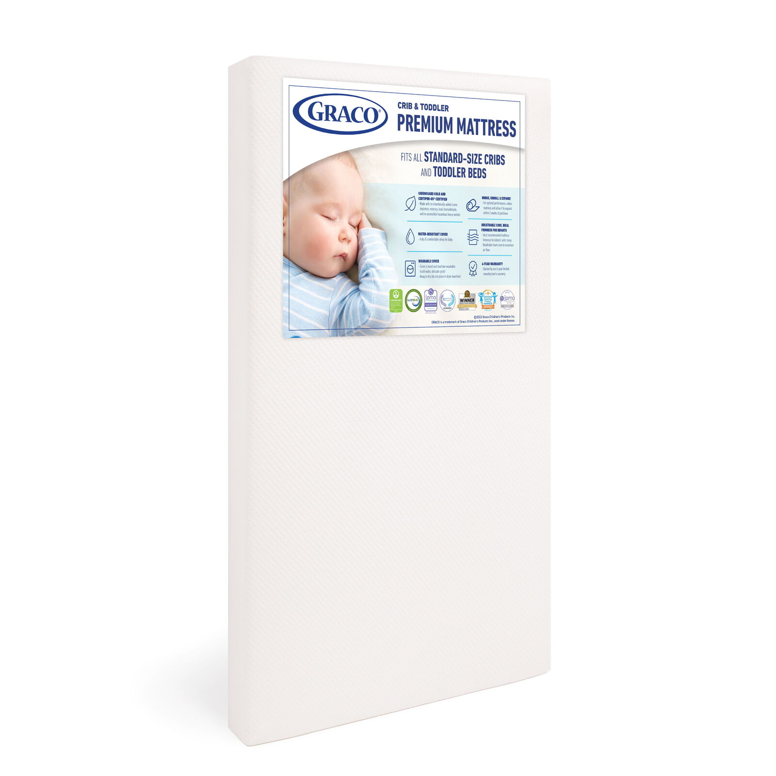 Premium Foam Crib Toddler Mattress Box Machine Washable Waterproof Cover