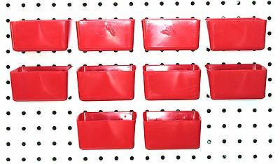 Small Plastic Red Pegboard Storage/part Bins - 10 Pack, Jsp Brand