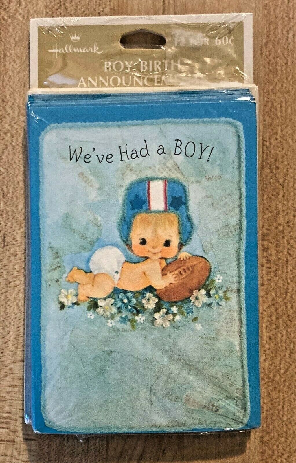 Vintage Hallmark We’ve Had A Boy Birth Announcements 12 Cards New