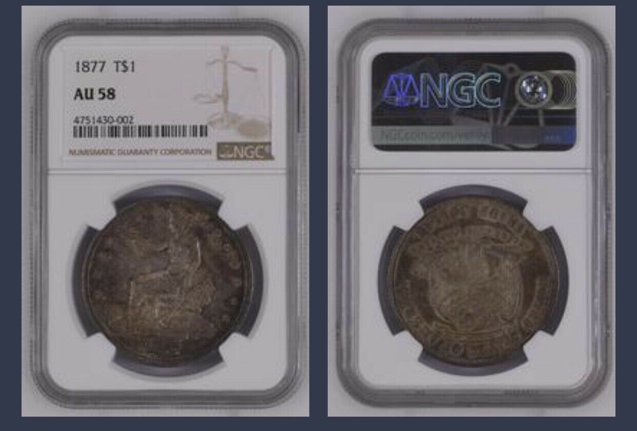 1877 Trade Dollar NGC AU 58 nice example!