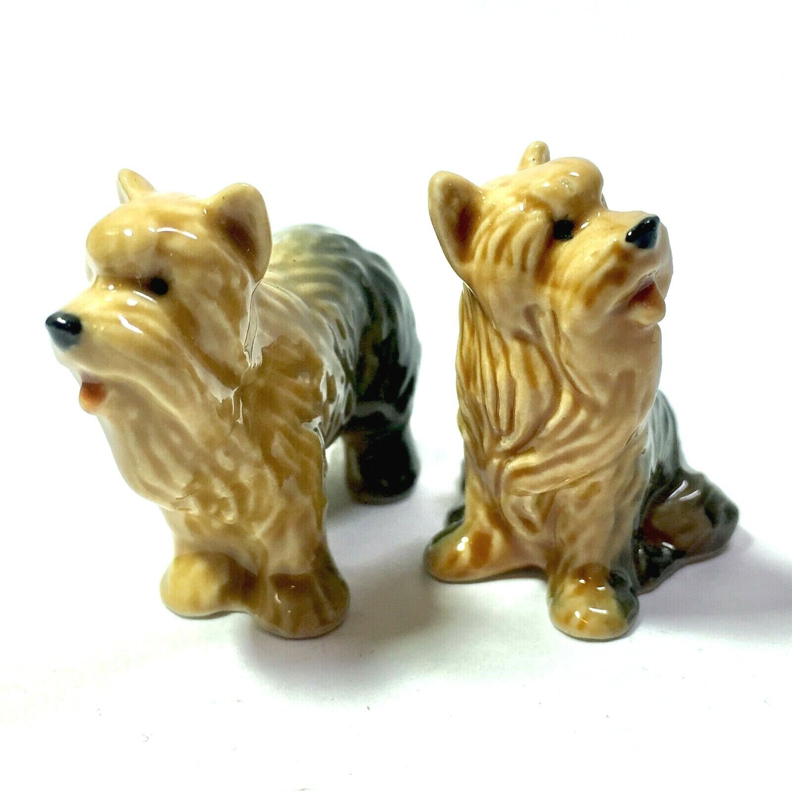 Miniature Couple Airedale Terrier Statue Ceramic Figurine Dog Collectibles Decor