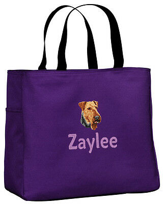 Airedale embroidered essential tote bag 18 COLORS