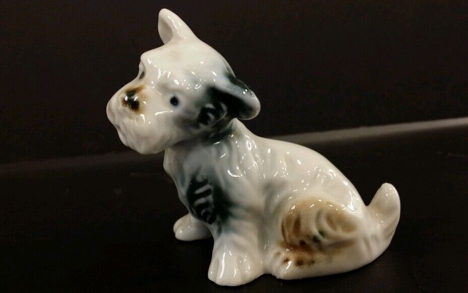 Vtg Hand Painted Airedale Fox Terrier Porcelain Puppy Dog  Figurine Japan