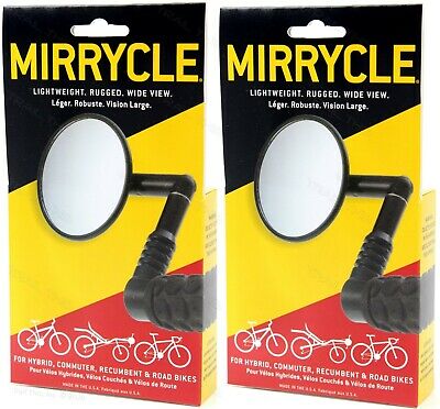 Two (2) Pack Mirrycle Mountain Mirrors Bar End Fits Hybrid Commuter Mtb (1-pair)