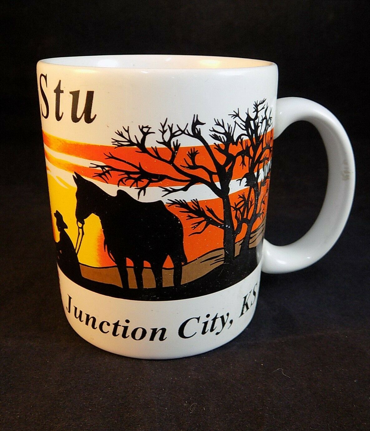 Vintage Junction City Kansas Coffee Mug Horse And Sunset Porcelain Coffee Cup