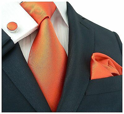 Necktie Cufflink Handkerchief Set Combo Plain Color & Designer Tie Cufflink Set