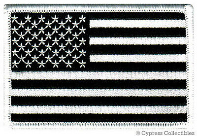 AMERICAN FLAG EMBROIDERED PATCH iron-on US BLACK WHITE embroidered United States