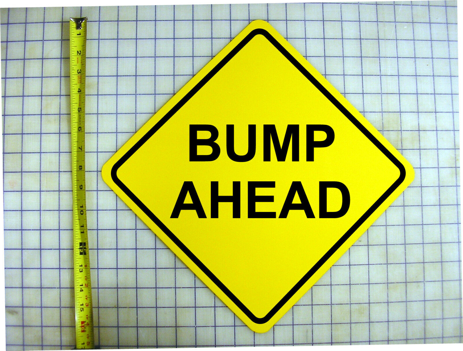 BUMP AHEAD PREGNANCY ANNOUNCEMENT YELLOW ALUMINUM SIGN
