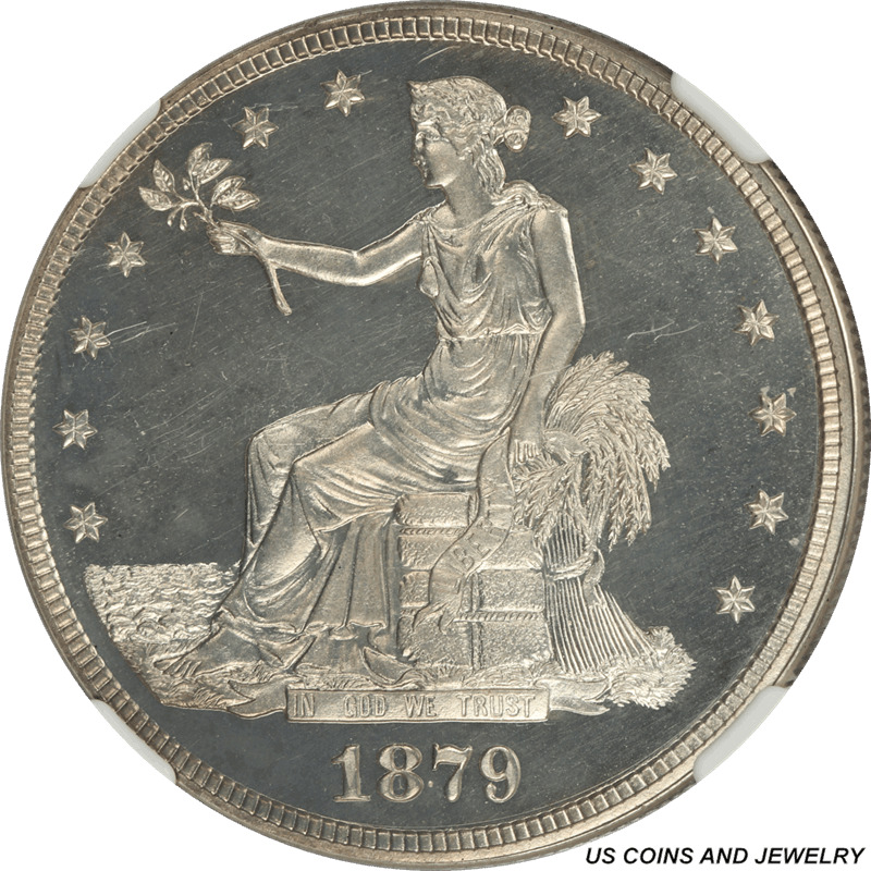 1879 Us Silver Trade Dollar Ngc Pf63 Cameo - Nice White Coin